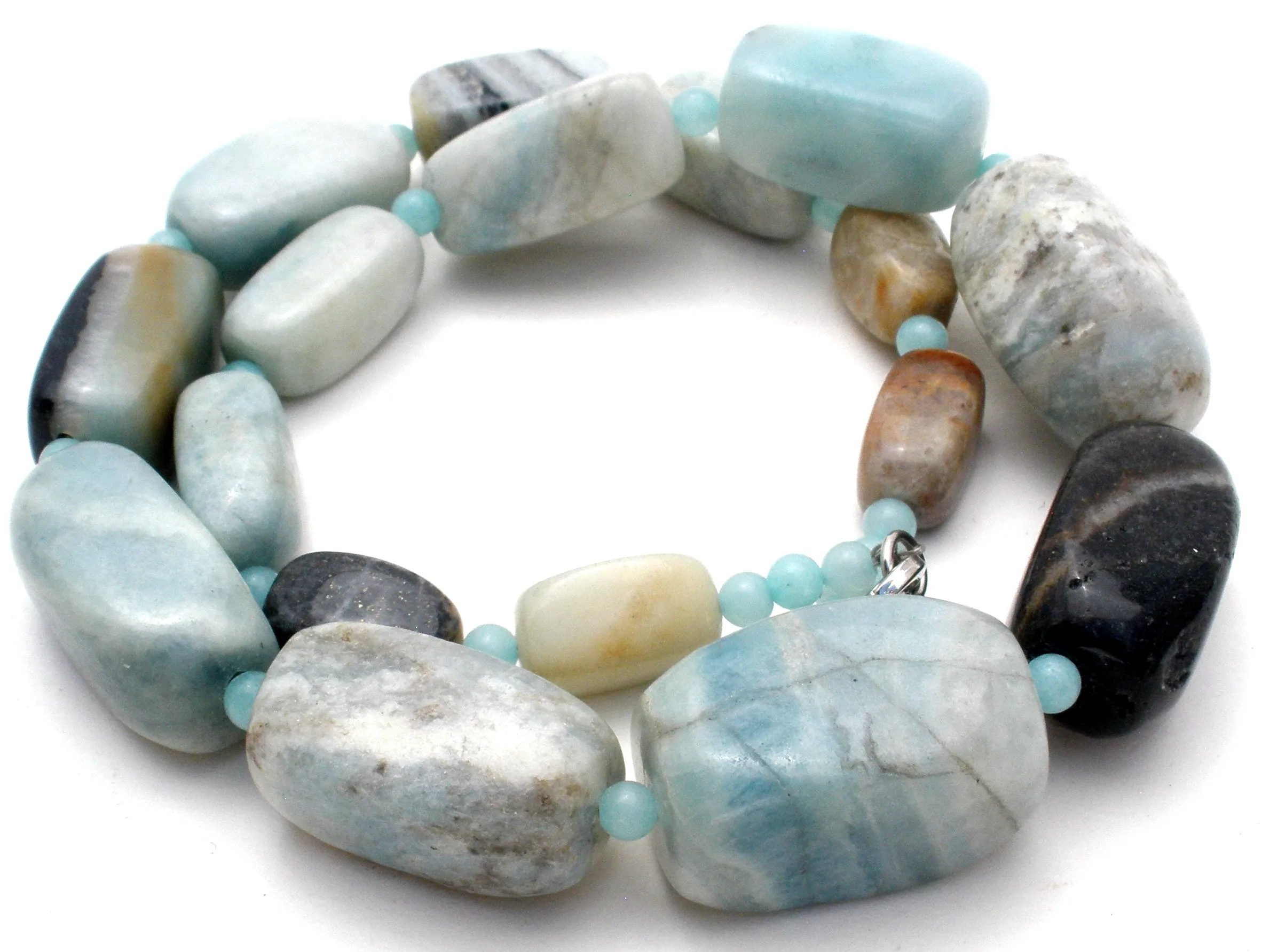 Chunky Blue Lace Agate Bead Necklace 19"