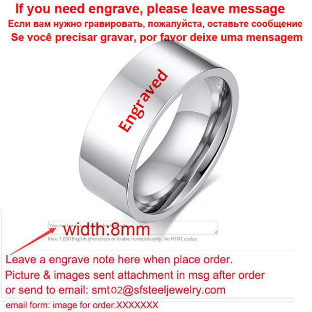 Classic Silver Color Wedding Ring Flat Top Stainless Steel Promise Ring For Women Men 6mm 8mm