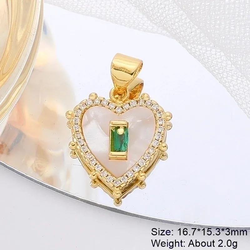 Classic Style Heart Shape Copper Plating Inlay Zircon 18k Gold Plated Charms