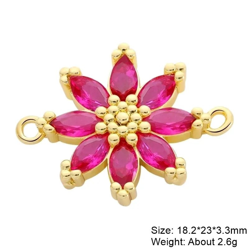 Classic Style Heart Shape Copper Plating Inlay Zircon 18k Gold Plated Charms