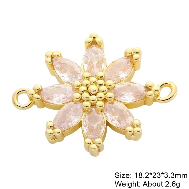 Classic Style Heart Shape Copper Plating Inlay Zircon 18k Gold Plated Charms