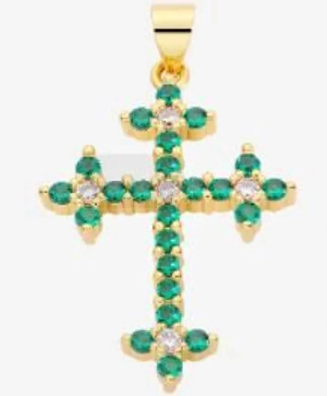 Classic Style Streetwear Cross Copper Plating Inlay Zircon 18k Gold Plated Charms