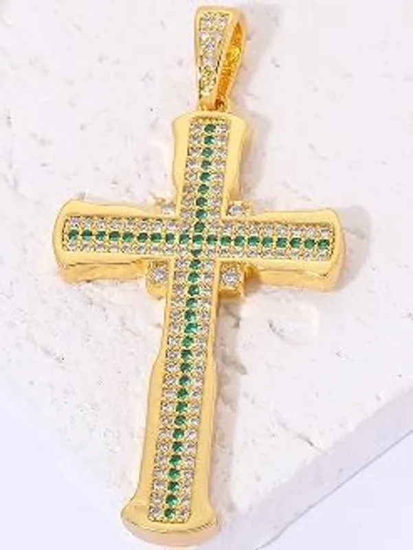 Classic Style Streetwear Cross Copper Plating Inlay Zircon 18k Gold Plated Charms