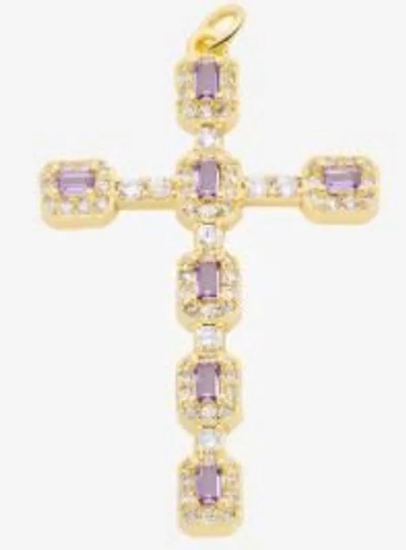 Classic Style Streetwear Cross Copper Plating Inlay Zircon 18k Gold Plated Charms