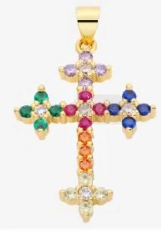 Classic Style Streetwear Cross Copper Plating Inlay Zircon 18k Gold Plated Charms