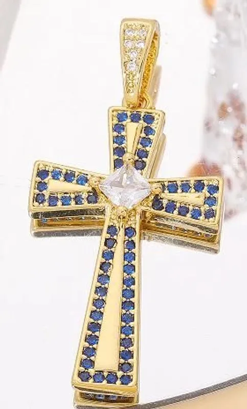 Classic Style Streetwear Cross Copper Plating Inlay Zircon 18k Gold Plated Charms