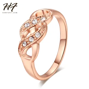 Creepers Wave Shape Cubic Zirconia Finger Rings Rose Gold Color Fashion Brand Wedding Jewellery/Jewelry For Women R334 R226