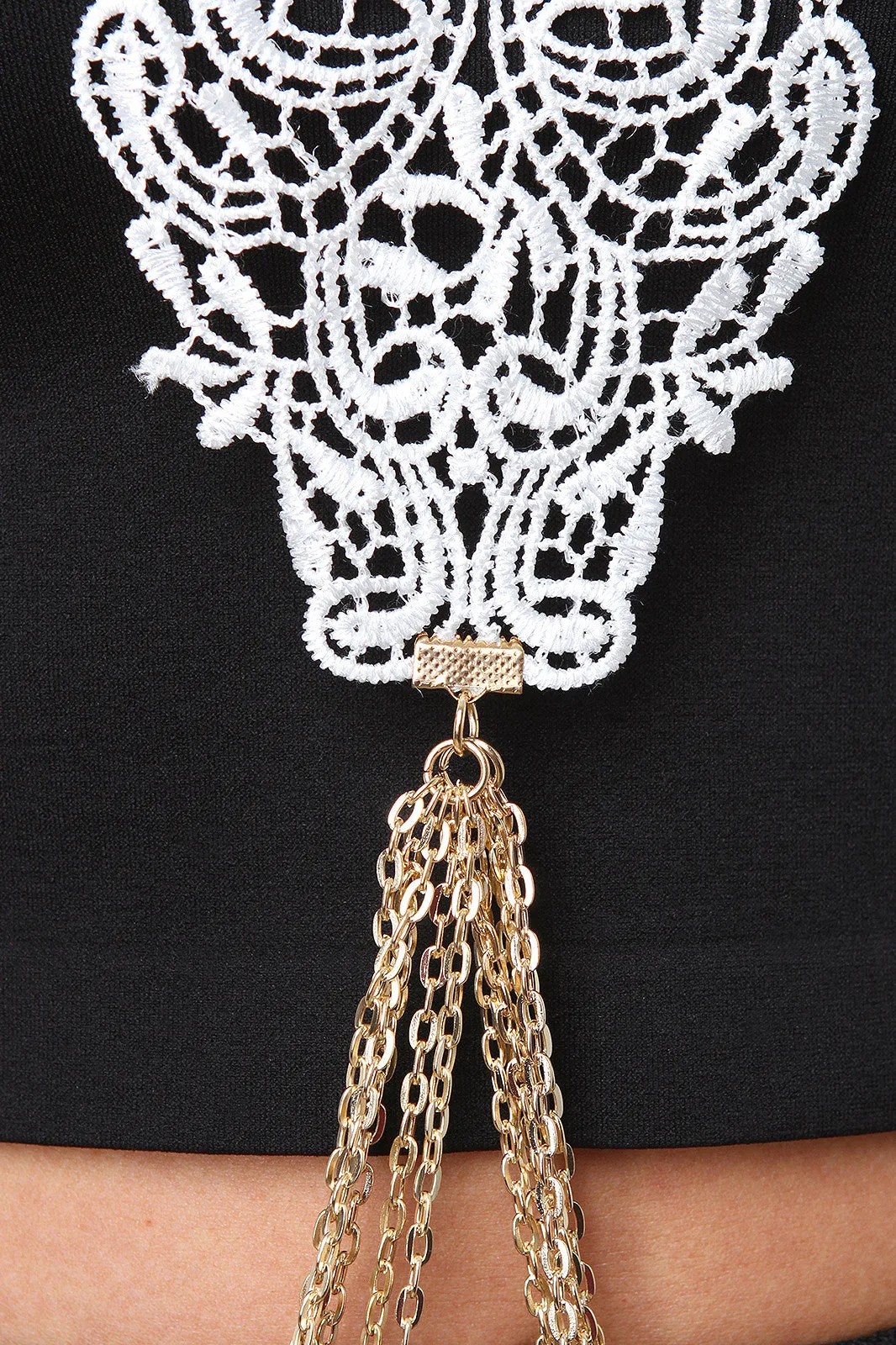 Crochet Lace Bib Chain Drape Necklace