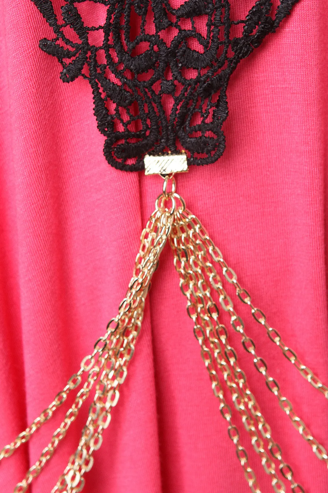 Crochet Lace Bib Chain Drape Necklace