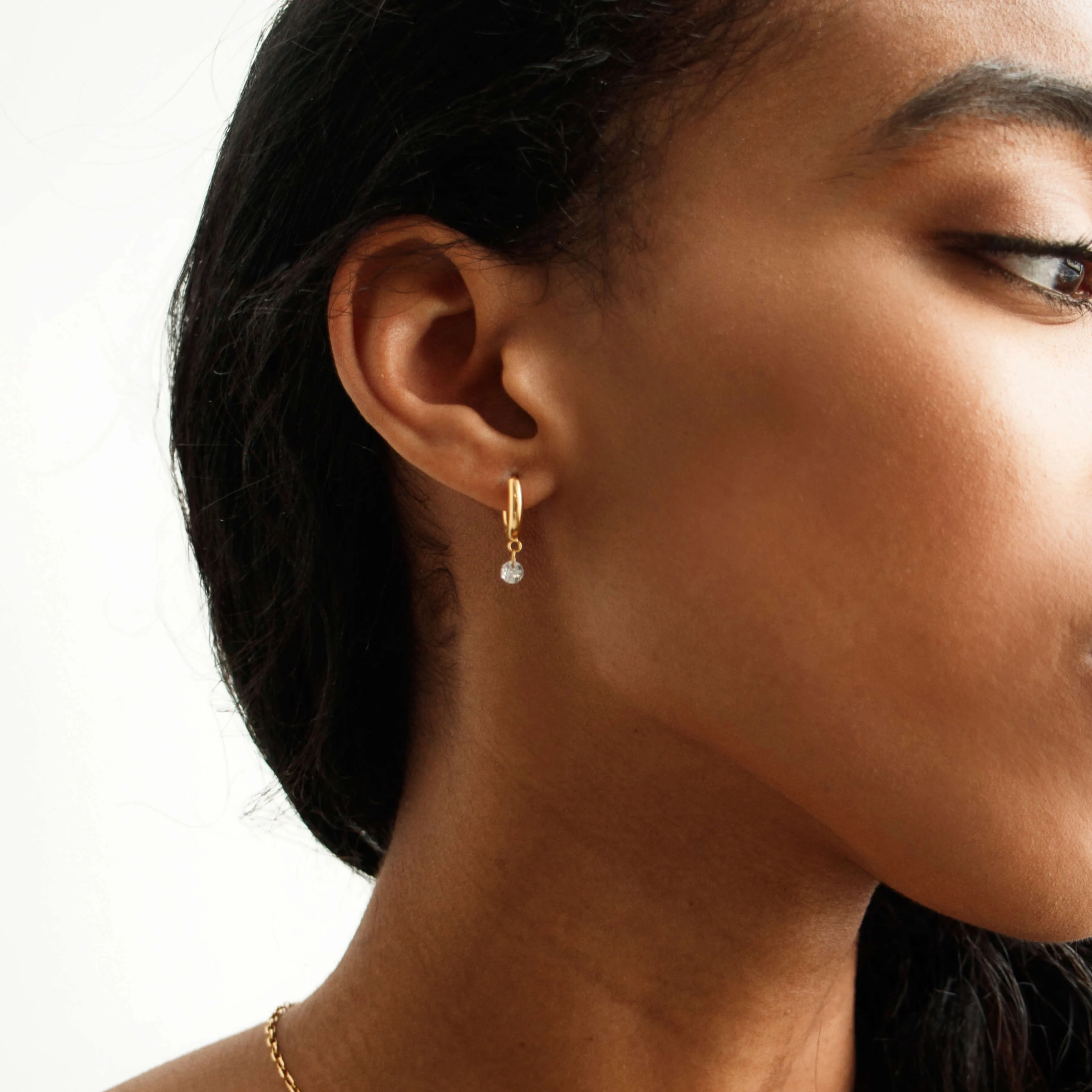 Crystal Drop Hoop Earrings-Tia