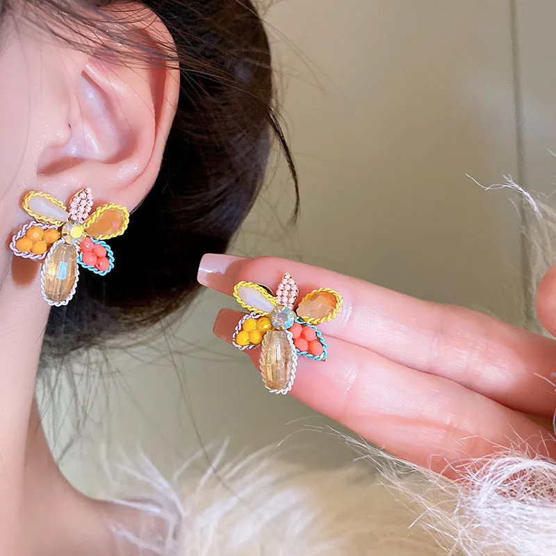 Crystal Flower Earrings