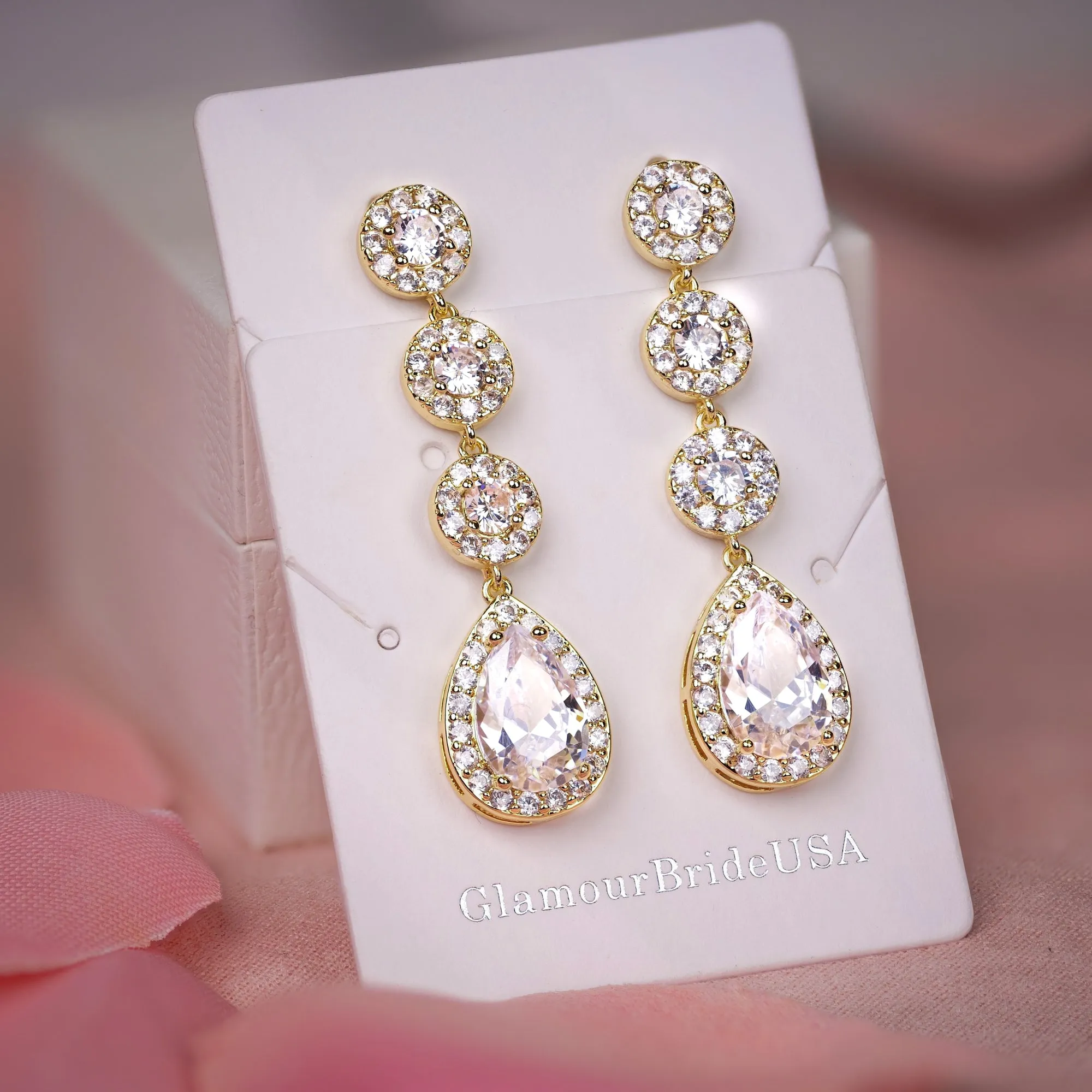 Crystal Tea Drop Earrings - Nicole