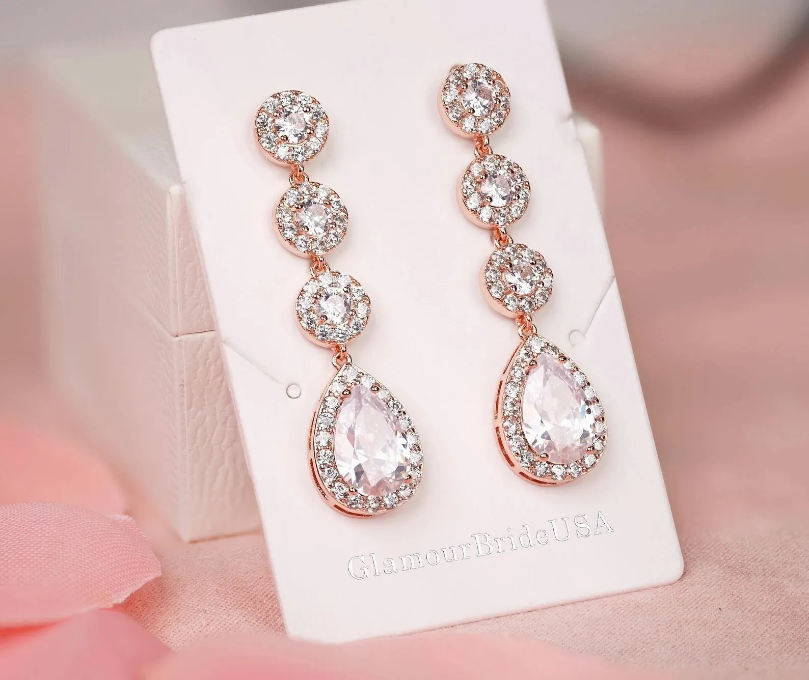 Crystal Tea Drop Earrings - Nicole