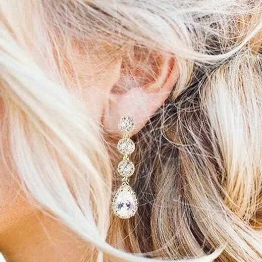 Crystal Tea Drop Earrings - Nicole