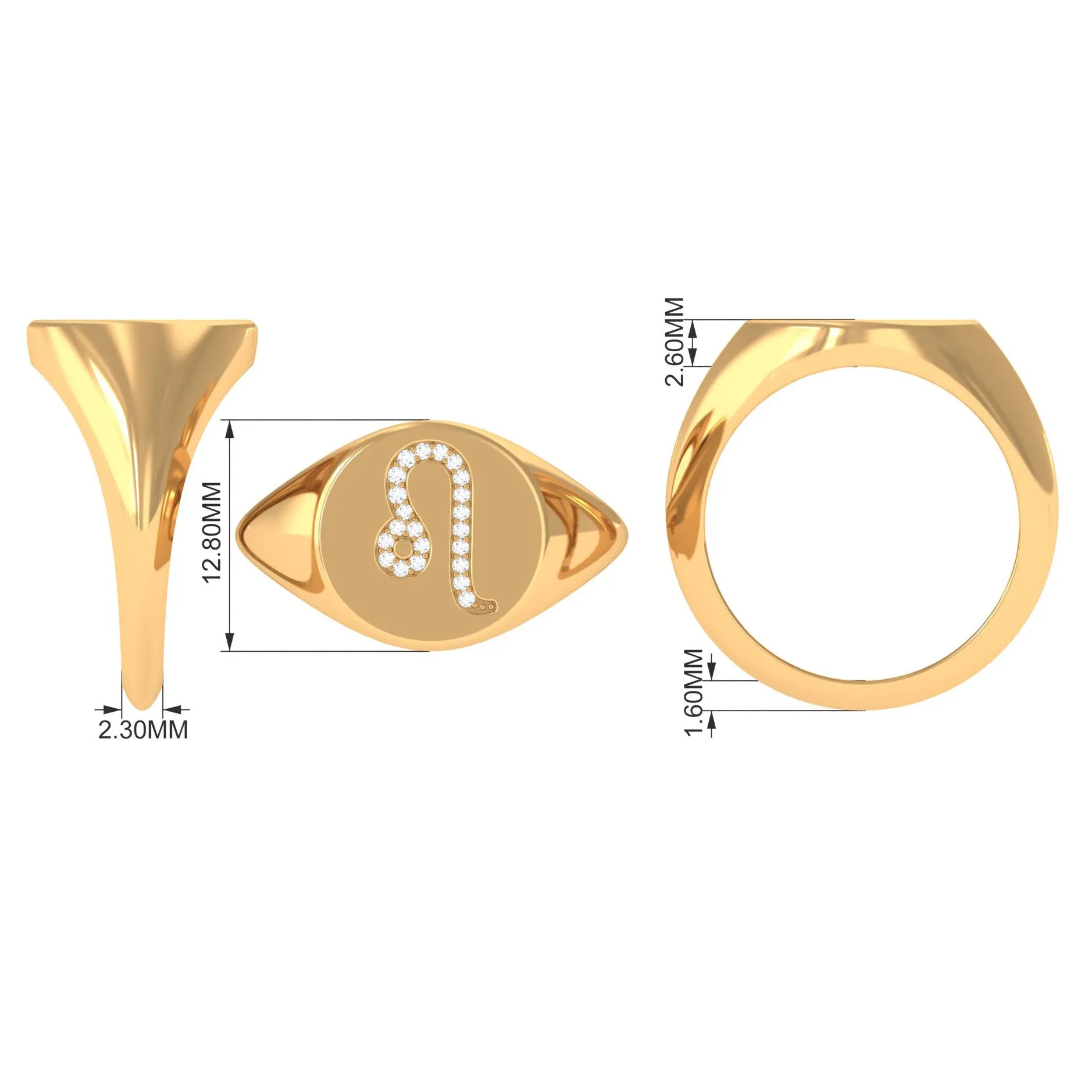 Cubic Zirconia Leo Signet Zodiac Ring