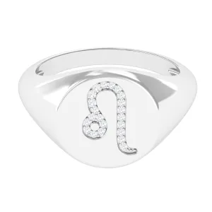 Cubic Zirconia Leo Signet Zodiac Ring