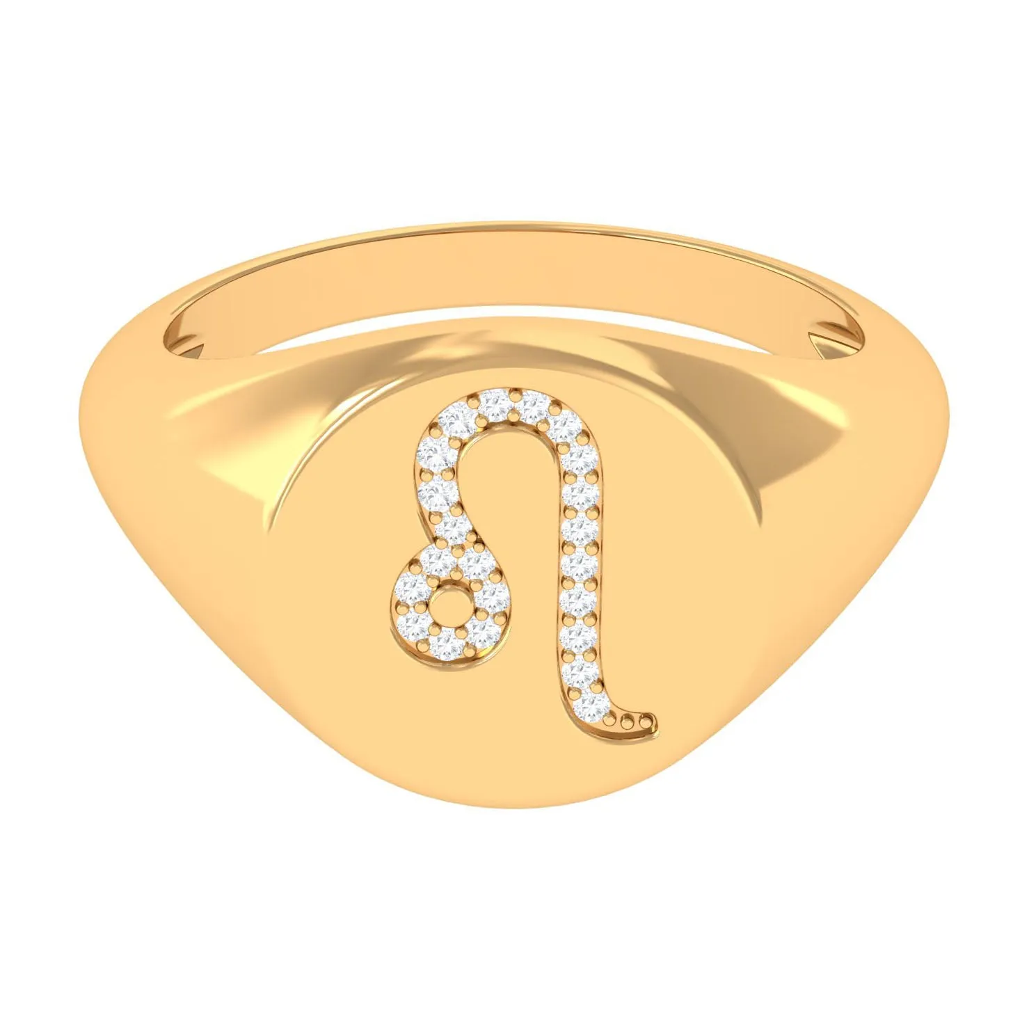 Cubic Zirconia Leo Signet Zodiac Ring