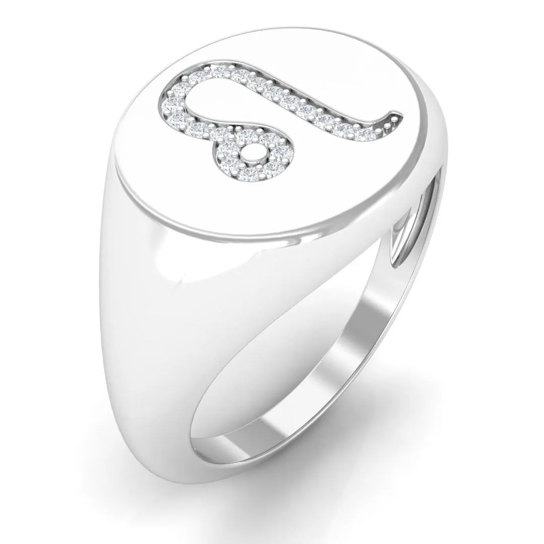 Cubic Zirconia Leo Signet Zodiac Ring