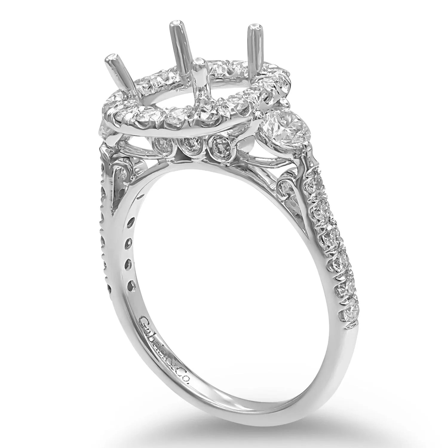 Cushion Halo Diamond Semi-mount Ring