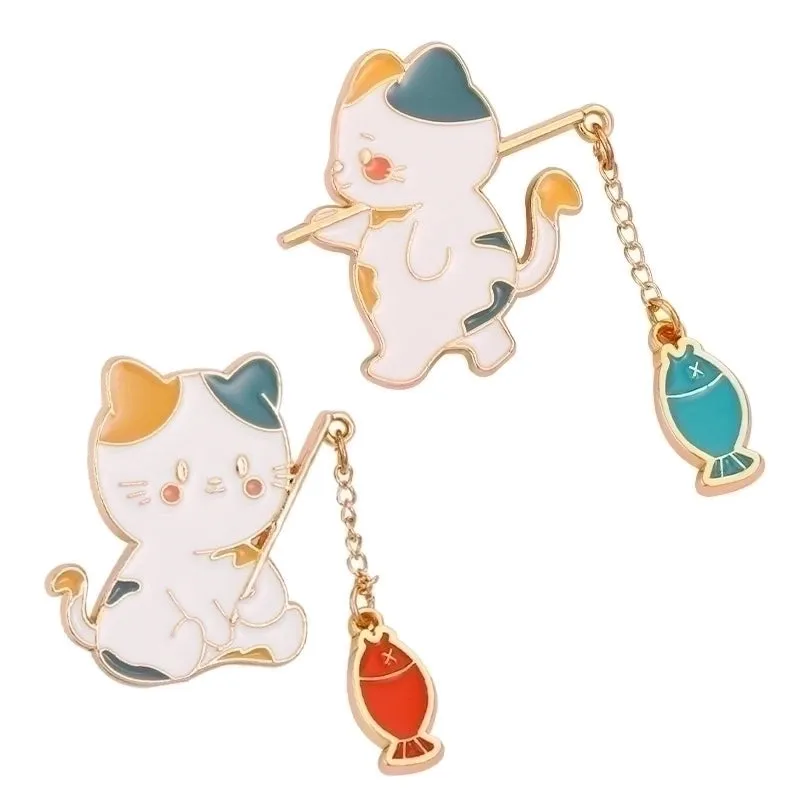 Cute Pin Cat Fish Alloy Enamel Unisex Brooches