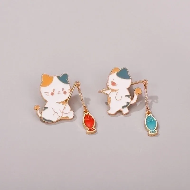 Cute Pin Cat Fish Alloy Enamel Unisex Brooches