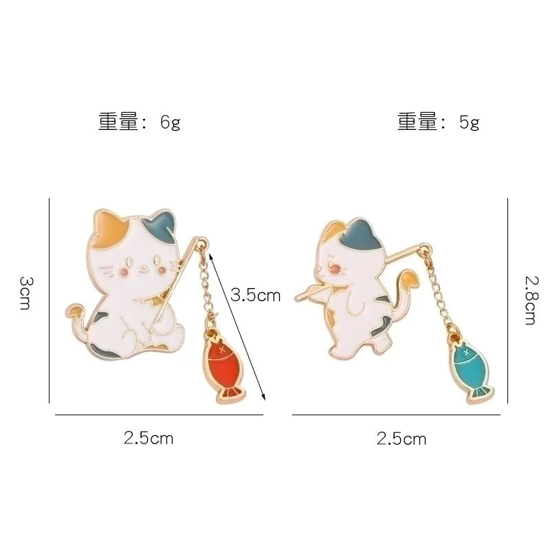 Cute Pin Cat Fish Alloy Enamel Unisex Brooches