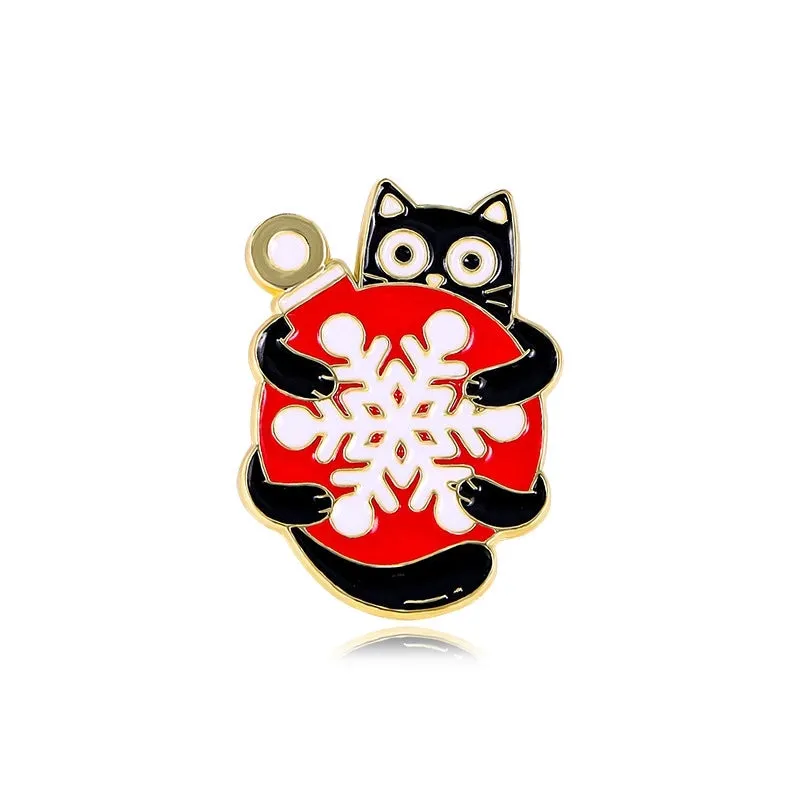 Cute Pin Christmas Tree Cat Snowflake Alloy Enamel Unisex Brooches