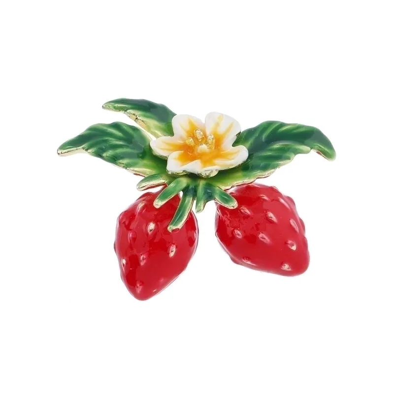 Cute Pin Strawberry Alloy Enamel Inlay Pearl Women'S Brooches