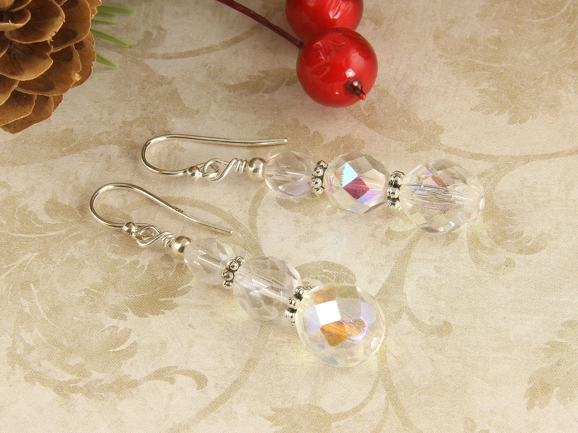 Czech Christmas Crystal Earrings