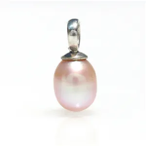 Dainty Pink Pearl Pendant Sterling Silver