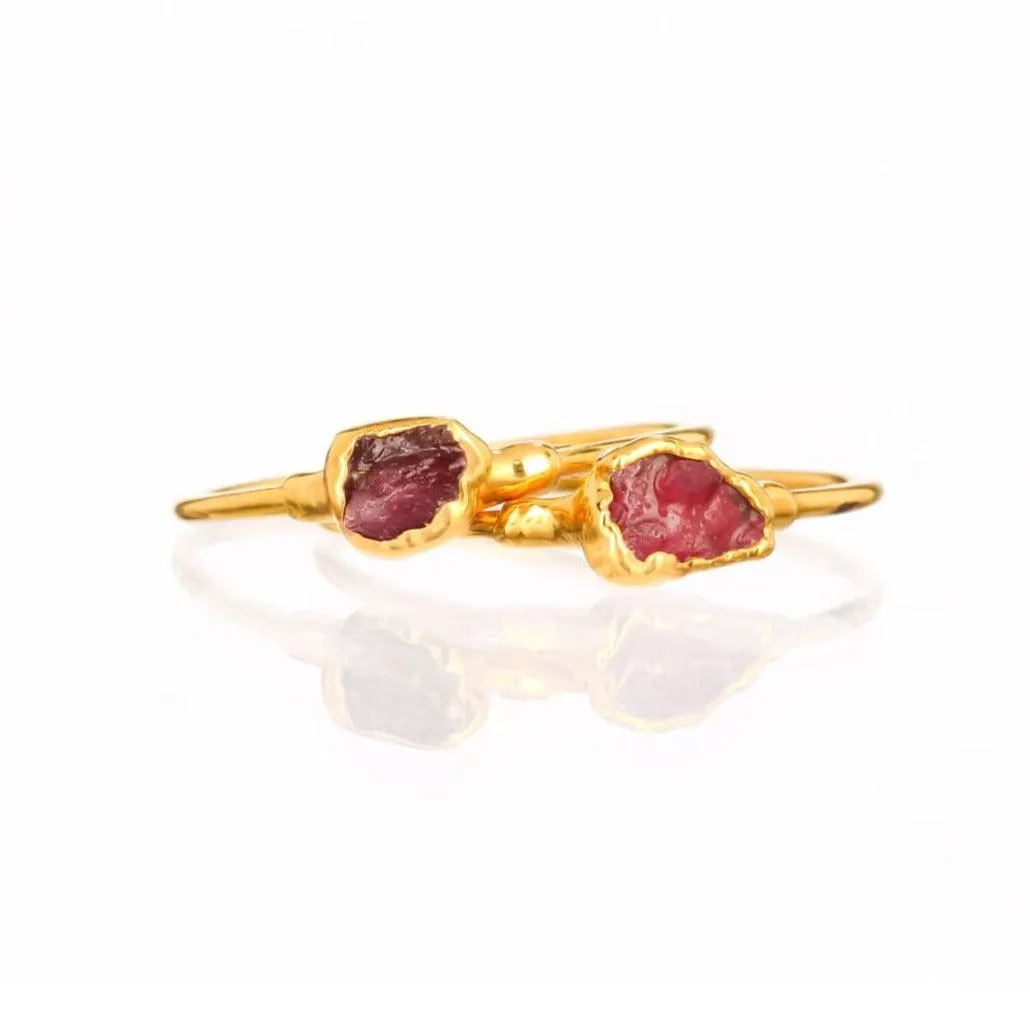 Dainty Raw Ruby Ring in Yellow Gold