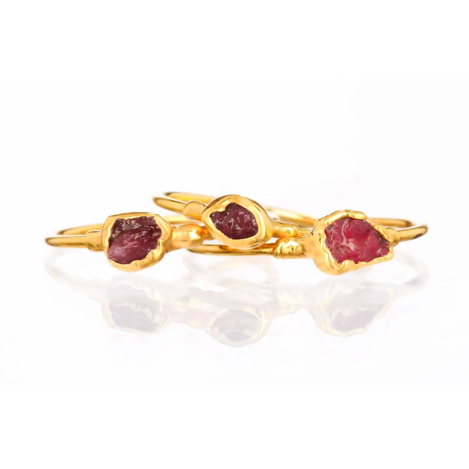 Dainty Raw Ruby Ring in Yellow Gold