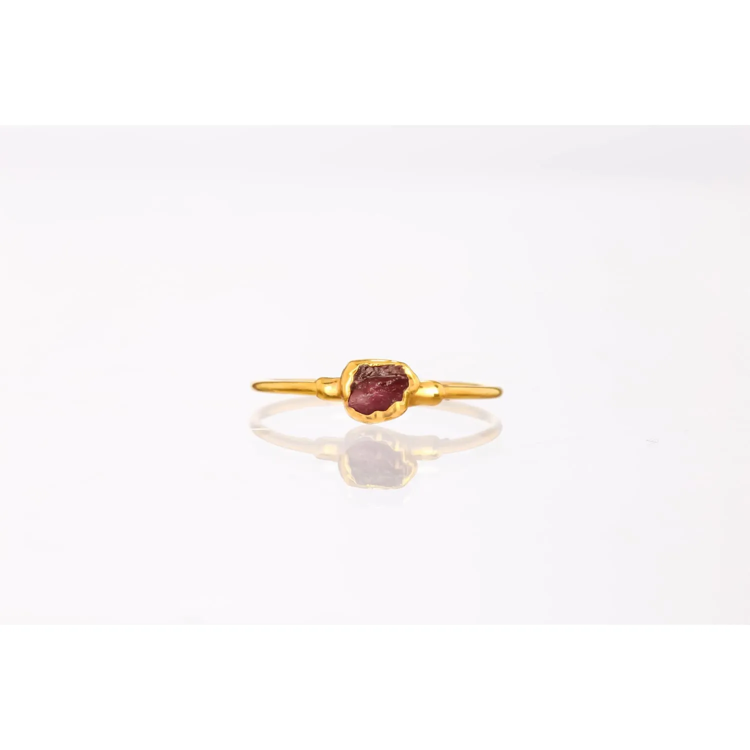 Dainty Raw Ruby Ring in Yellow Gold