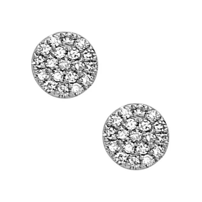 Diamond Pave Mini Disc Stud Earrings