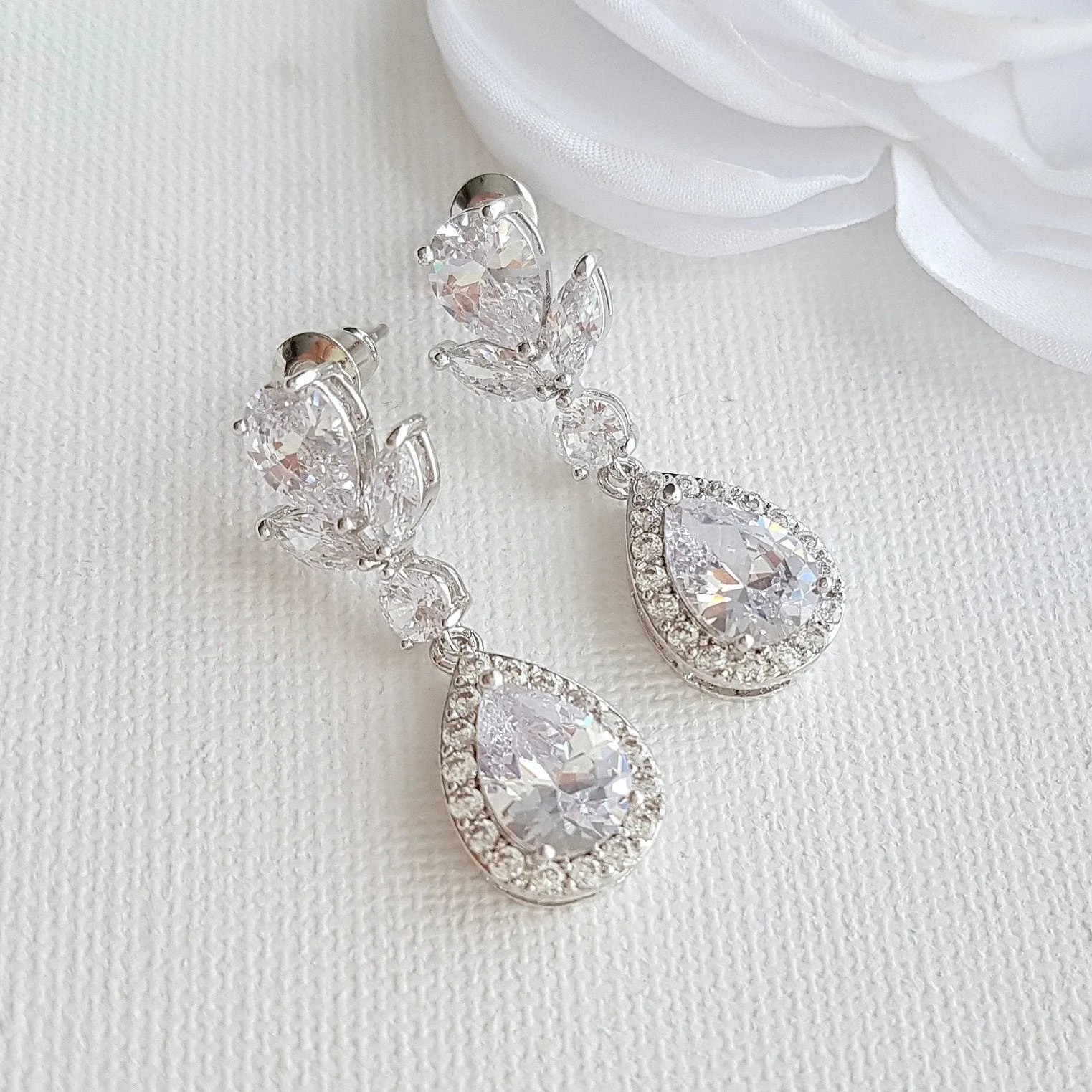 Drop Bridal Earrings Gold-Emma