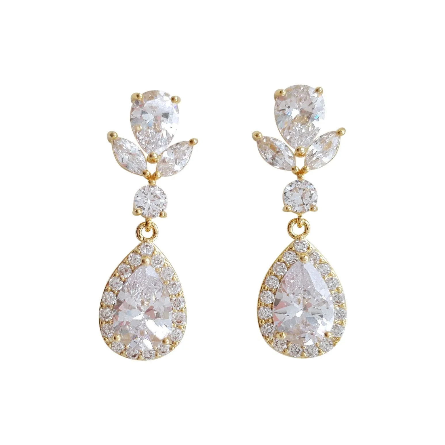 Drop Bridal Earrings Gold-Emma