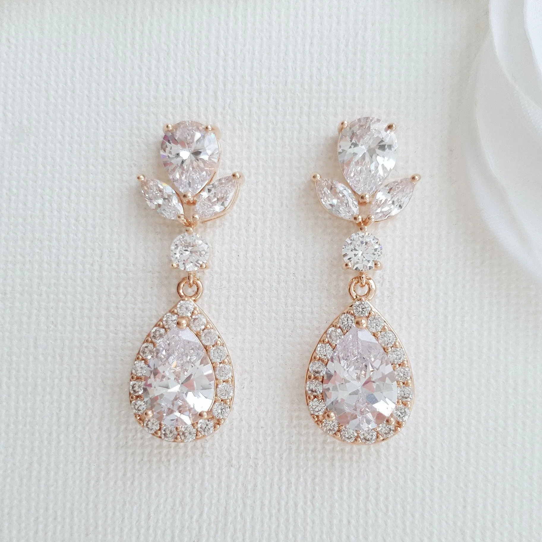 Drop Bridal Earrings Gold-Emma