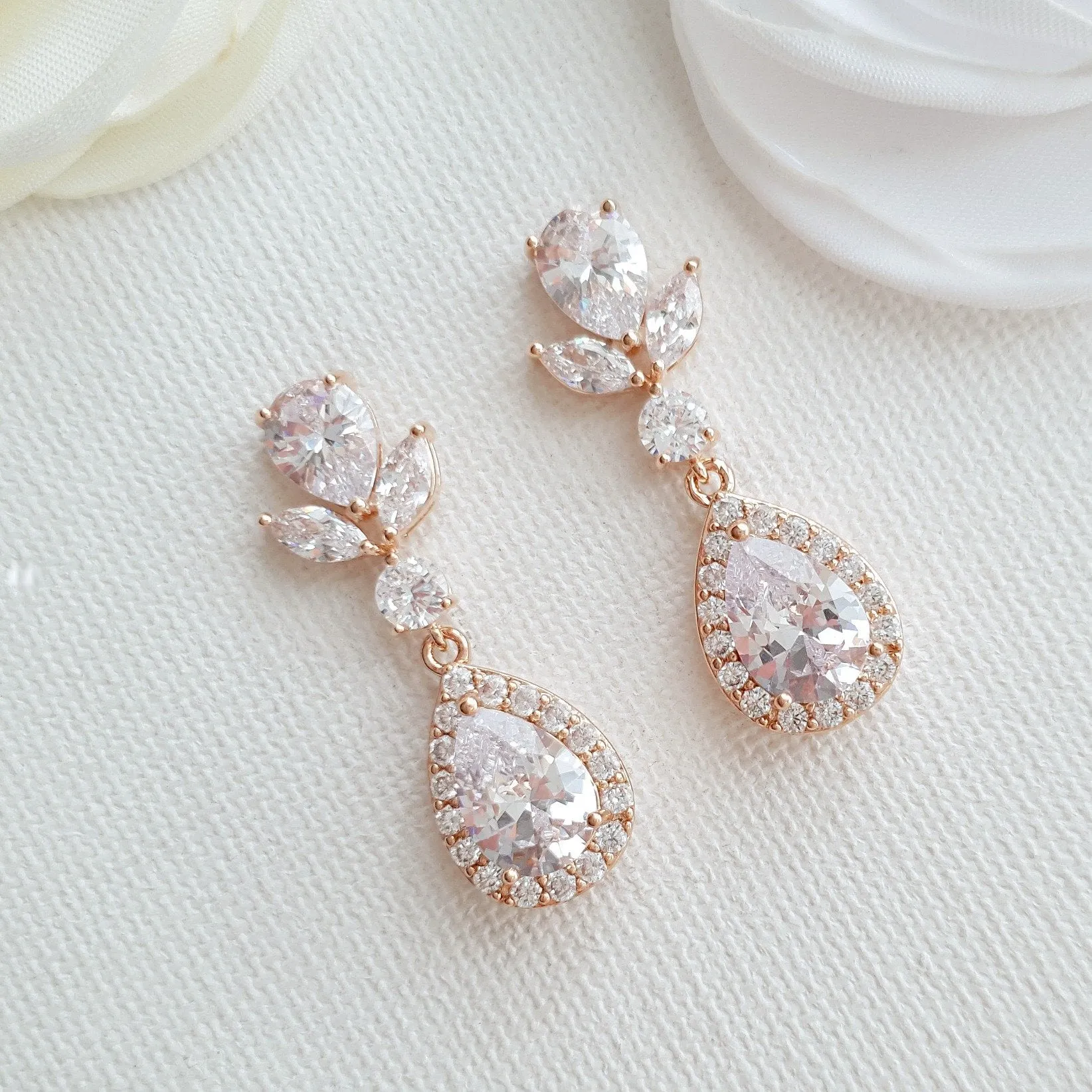 Drop Bridal Earrings Gold-Emma