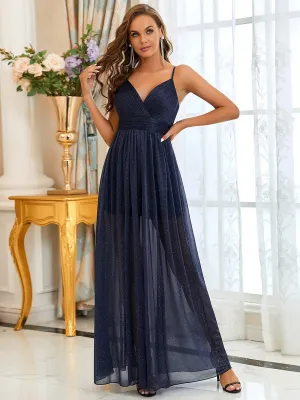 Elegant V Neck A-Line Sleeveless Evening Dress