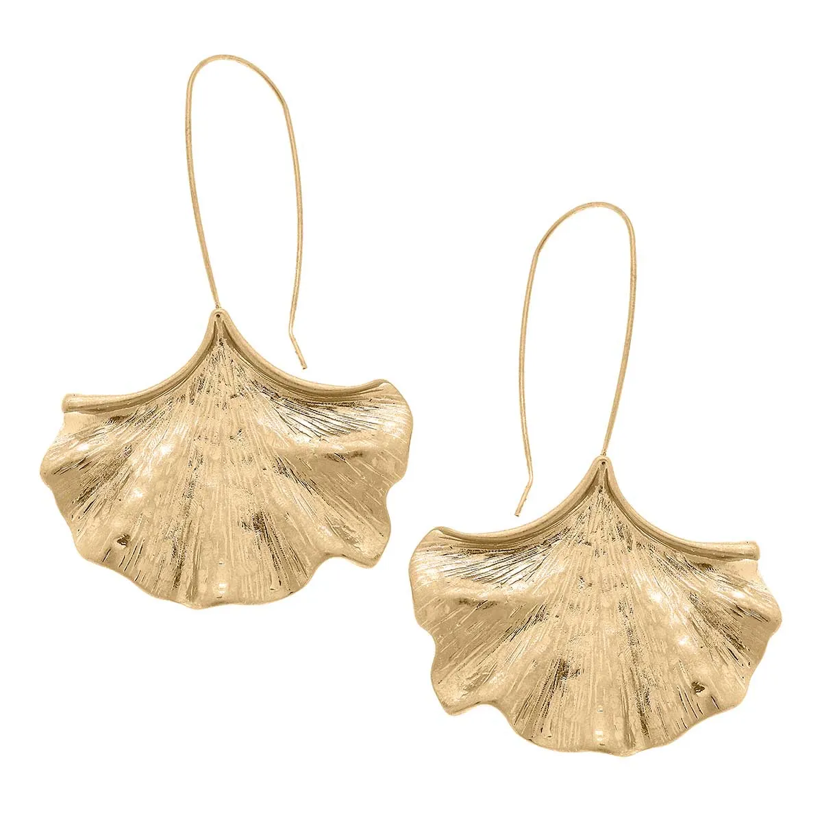 Ellery Ginkgo Statement Earrings in Worn Gold