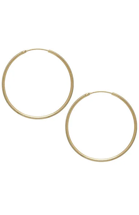 Endless Hoop Earrings - 1" Diameter Endless Hoops - 14K Gold Vermeil