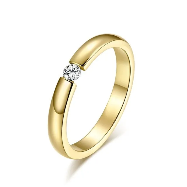 Engagement Ring For Women Stainless Steel Silver Gold Color Finger Girl Gift