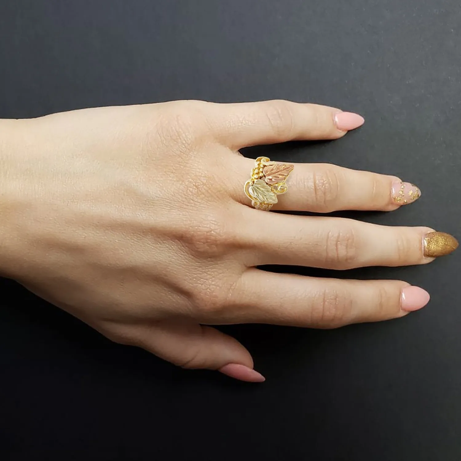 Engraved Gold Leaf Ring