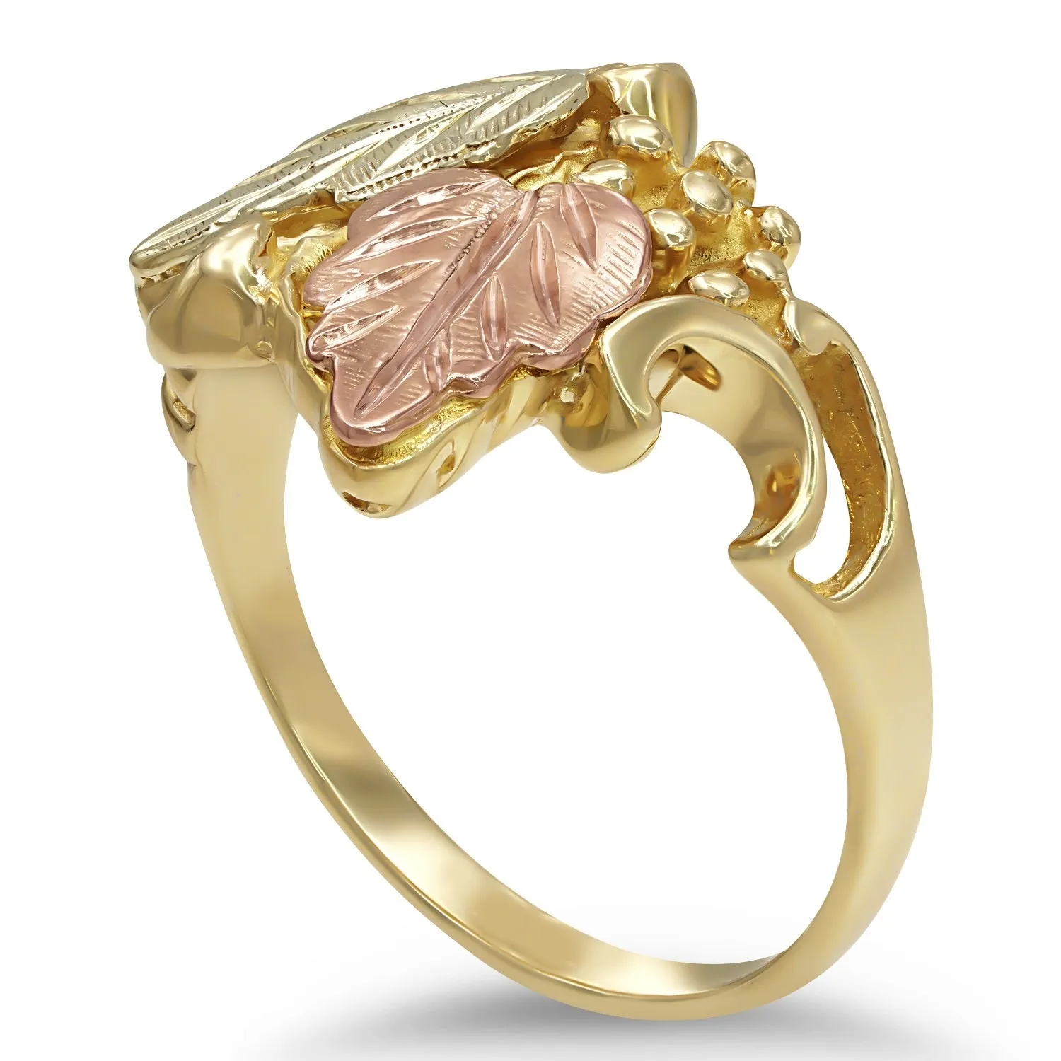 Engraved Gold Leaf Ring