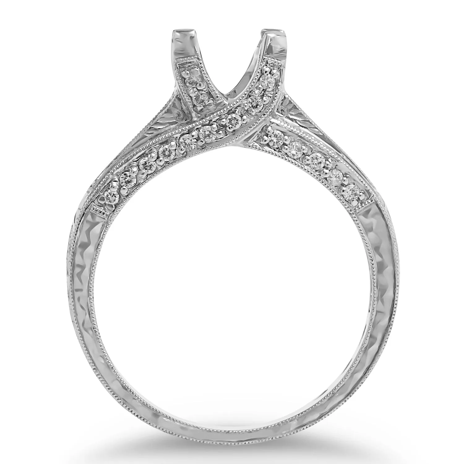 Engraved Princess-cut Diamond Semi-Mount Ring