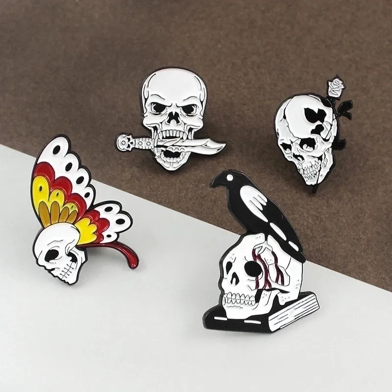 Exaggerated Pin Skull Alloy Enamel Unisex Brooches