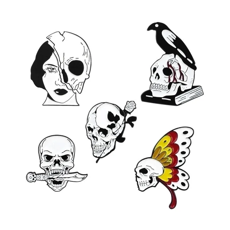 Exaggerated Pin Skull Alloy Enamel Unisex Brooches