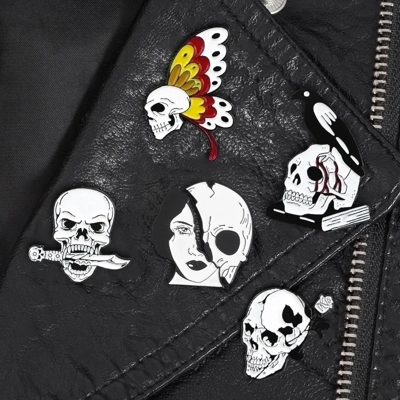 Exaggerated Pin Skull Alloy Enamel Unisex Brooches