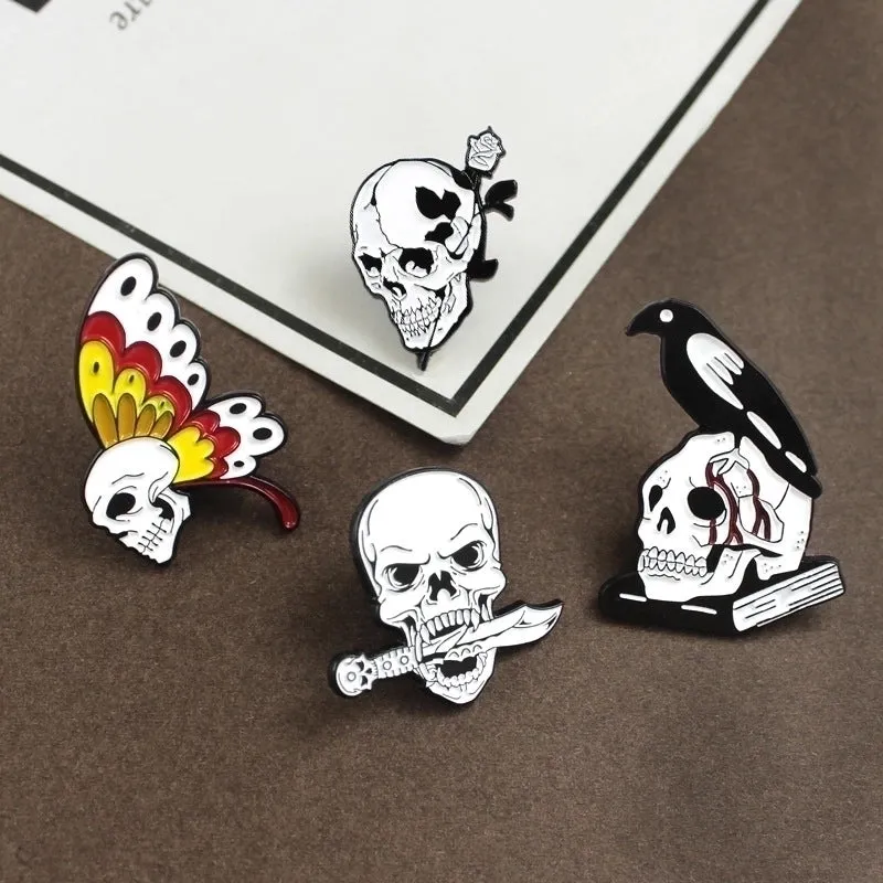 Exaggerated Pin Skull Alloy Enamel Unisex Brooches