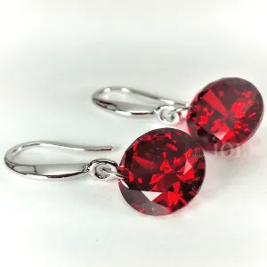 Exotic Ruby Naked IOBI Crystals Silver Drill Earrings - 10mm for Woman